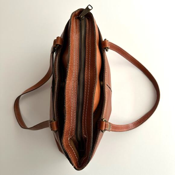 Patricia Nash Poppy Heritage Top Handle Full Leather Tan Tote Bag Purse - Picture 5 of 13